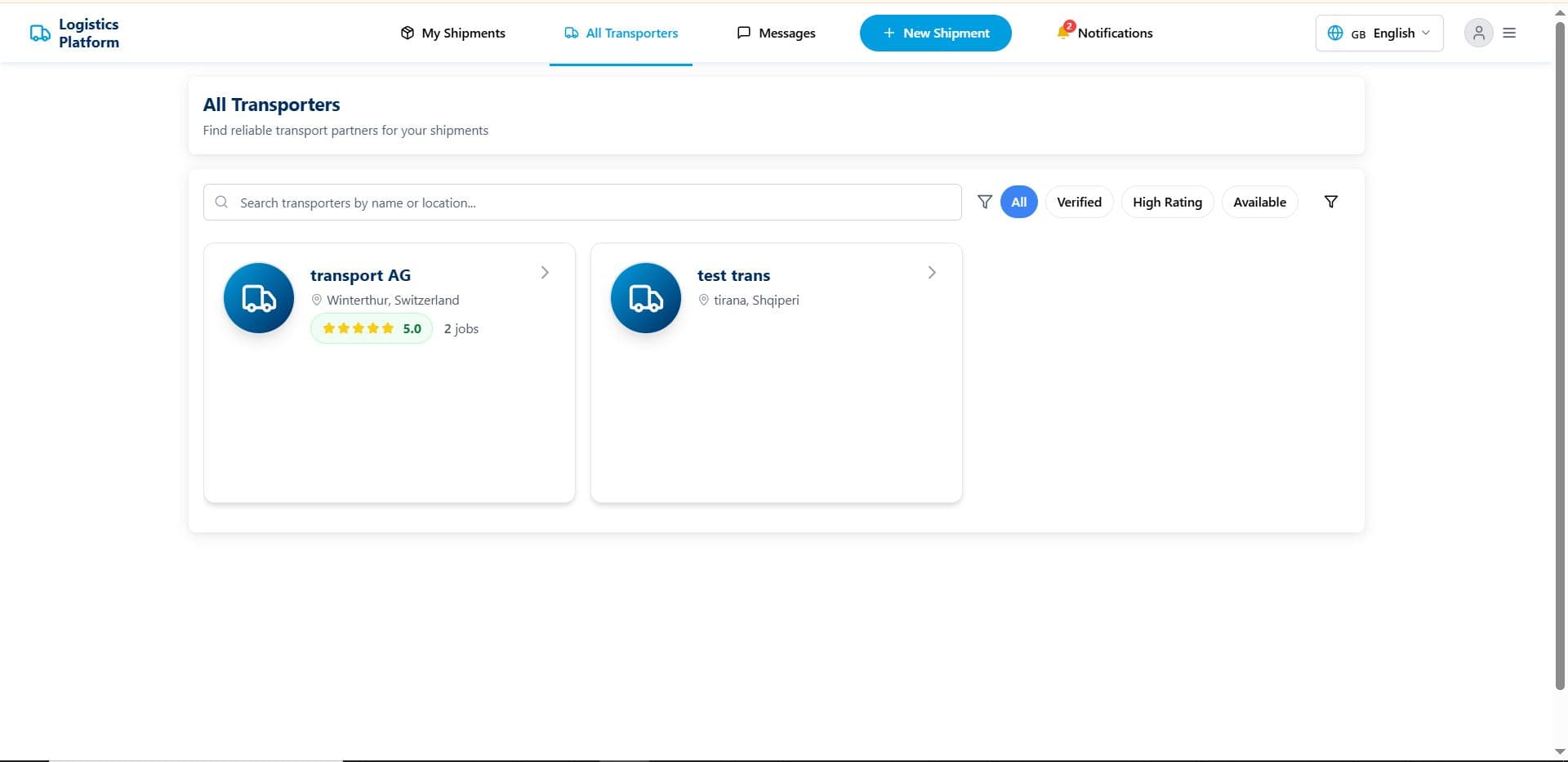 Logistics Platform screenshot 2