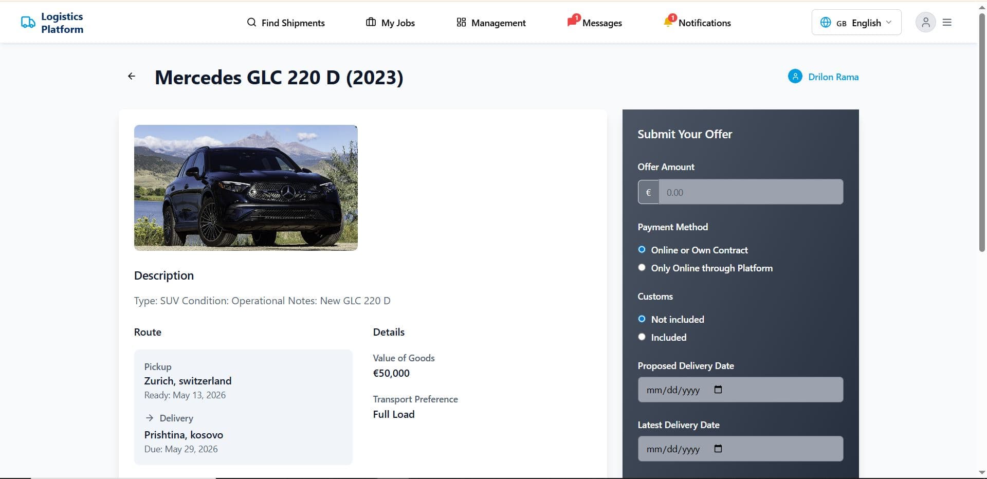 Logistics Platform preview 2